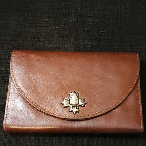 Patricia Nash Colli Large Brown Leather Wallet Clutch